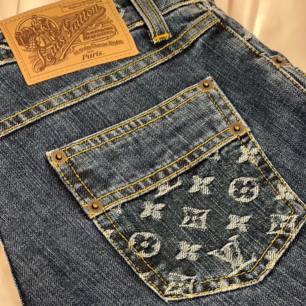 Louis Vuitton Vintage Blue Jeans with Signature Pattern